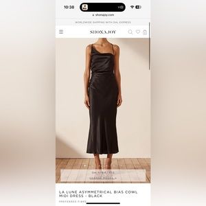 Shona Joy— LA LUNE ASYMMETRICAL BIAS COWL MIDI DRESS - BLACK